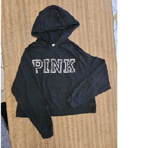 VS PINK Cropped Black Campus Hoodie